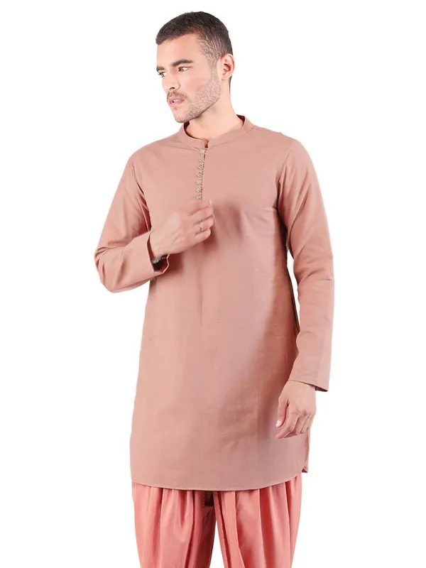 Satav_Men’s_cotton_trendy_Brown_color__Long_kurta