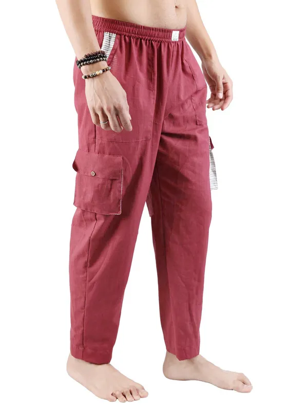 Satav_Men’s_cotton_trendy_Maroon_Pant