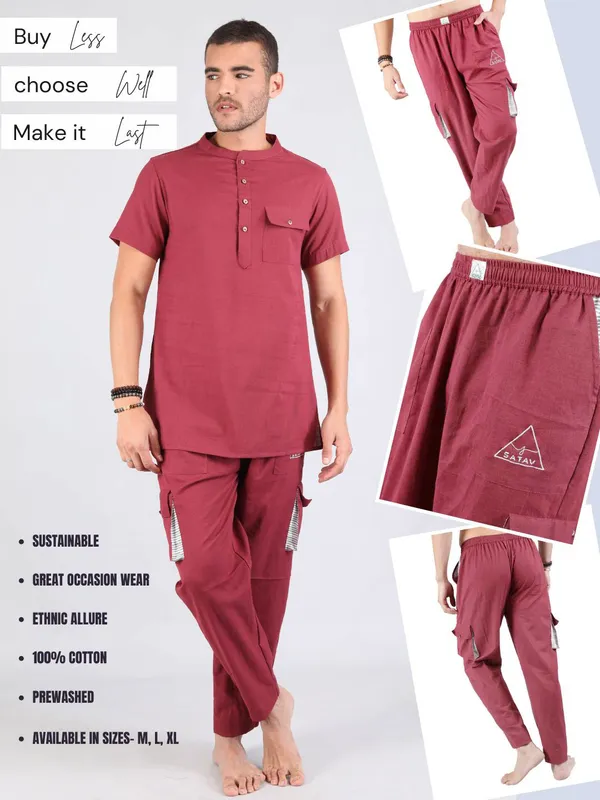 Satav_Men’s_cotton_trendy_Maroon_Pant