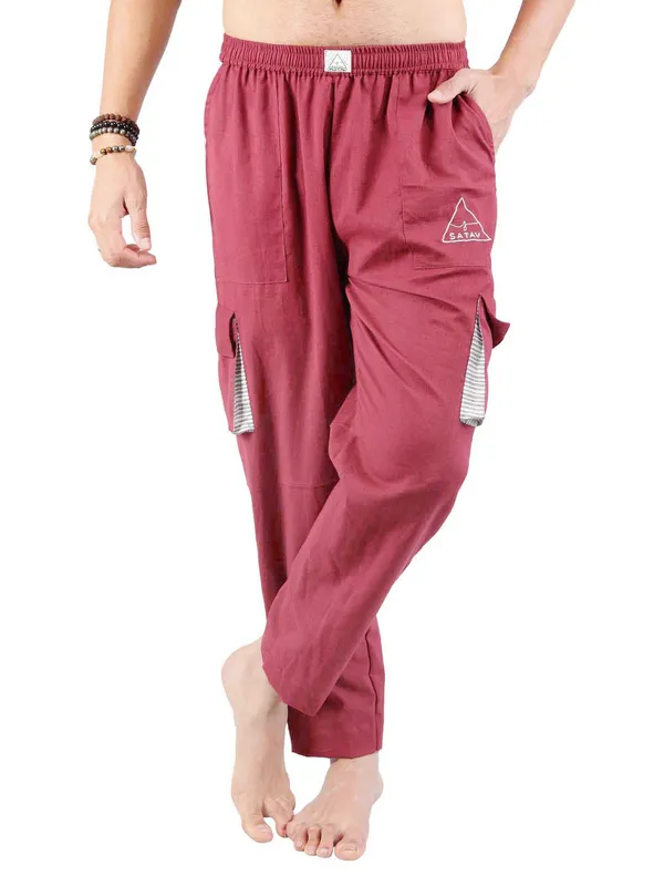 Satav_Men’s_cotton_trendy_Maroon_Pant