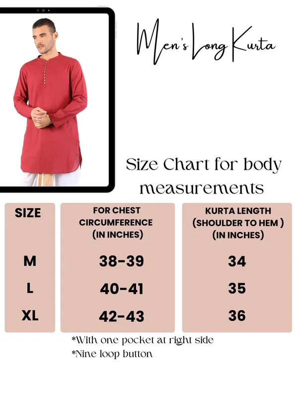 Satav_Men’s_cotton_trendy_Maroon_color_Long_kurta