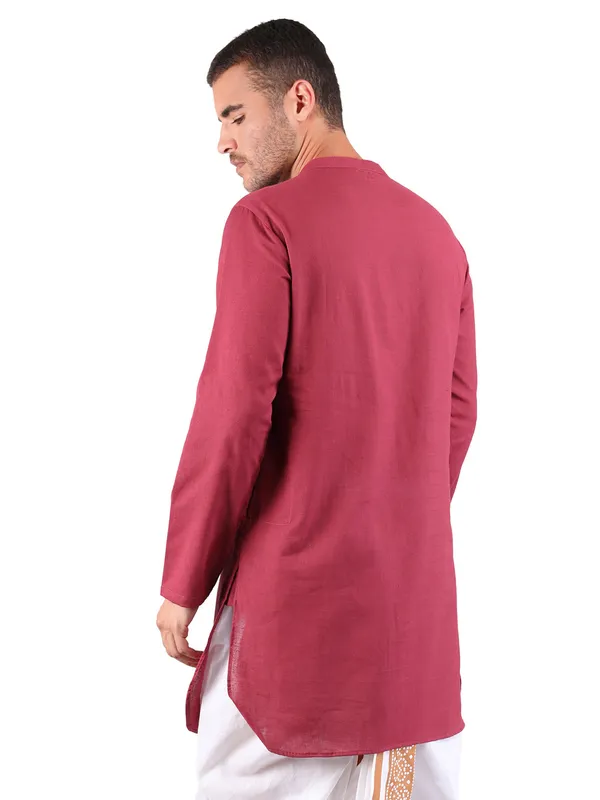 Satav_Men’s_cotton_trendy_Maroon_color_Long_kurta