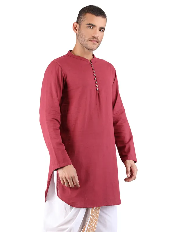 Satav_Men’s_cotton_trendy_Maroon_color_Long_kurta