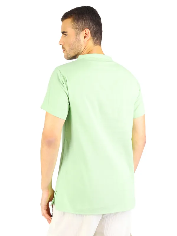 Satav_Men’s_cotton_trendy_Pista_Green_color_short_kurta_