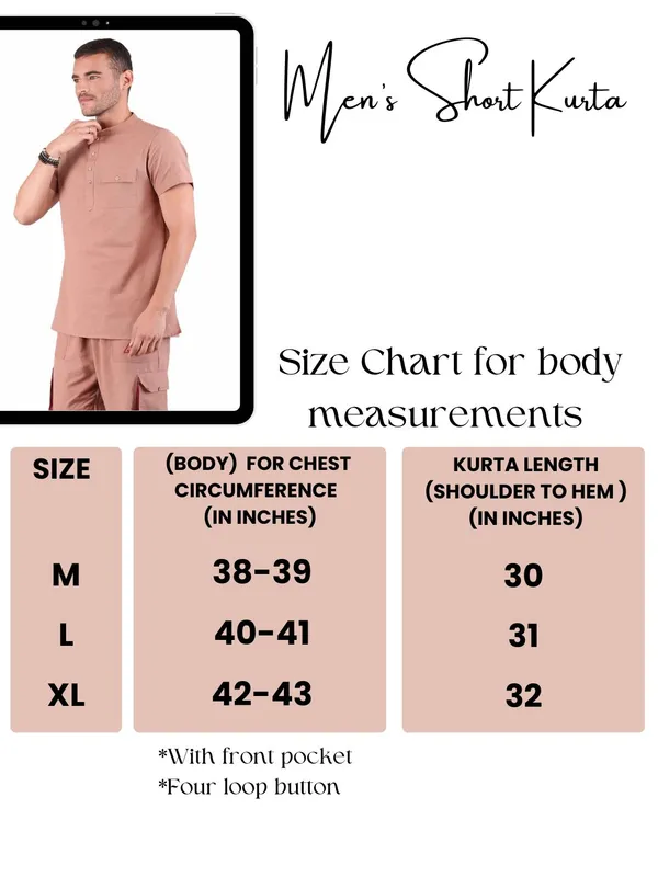 Satav_Men’s_cotton_trendy_brown_color_short_kurta__