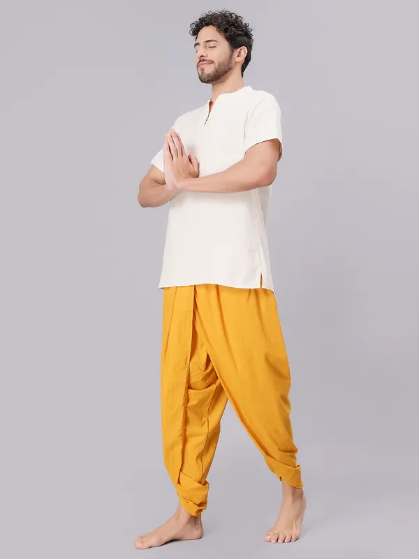 Yellow_Pure_Cotton_Regular_Dhoti_For_Mens