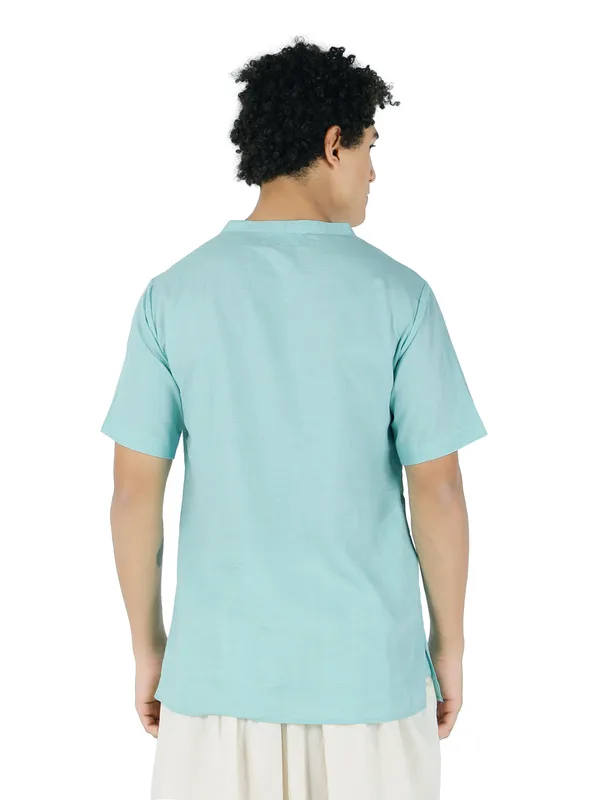 Turquoise__Pure_Cotton_Regular_Kurta_For_Mens