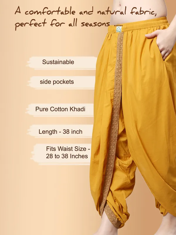 Yellow_Pure_Cotton_Regular_Dhoti_For_Women
