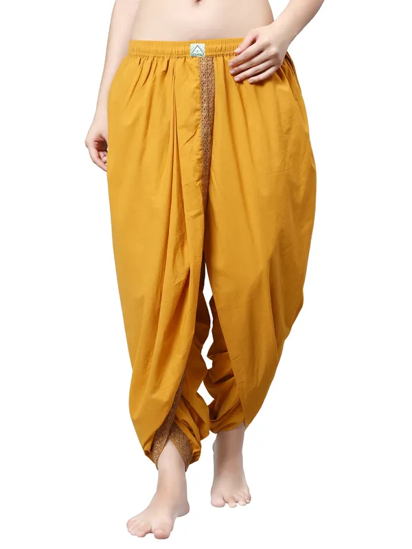 Yellow_Pure_Cotton_Regular_Dhoti_For_Women