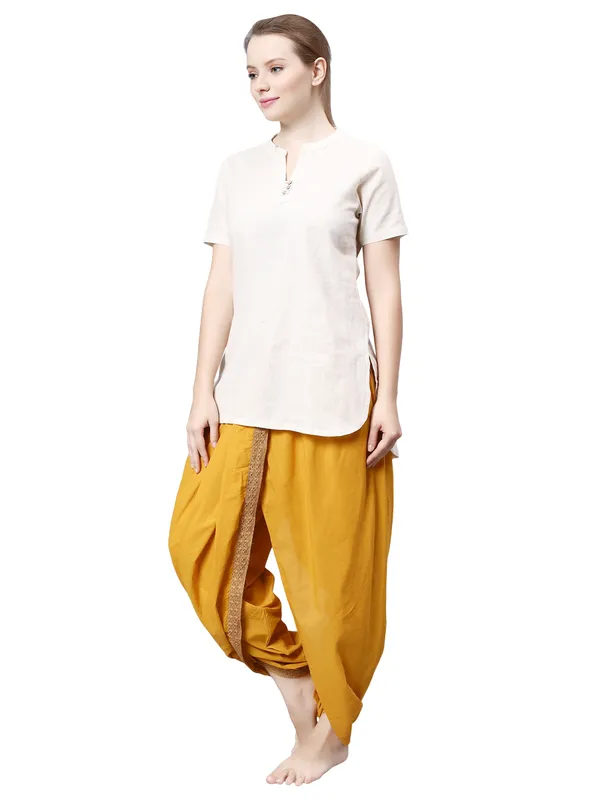 Yellow_Pure_Cotton_Regular_Dhoti_For_Women
