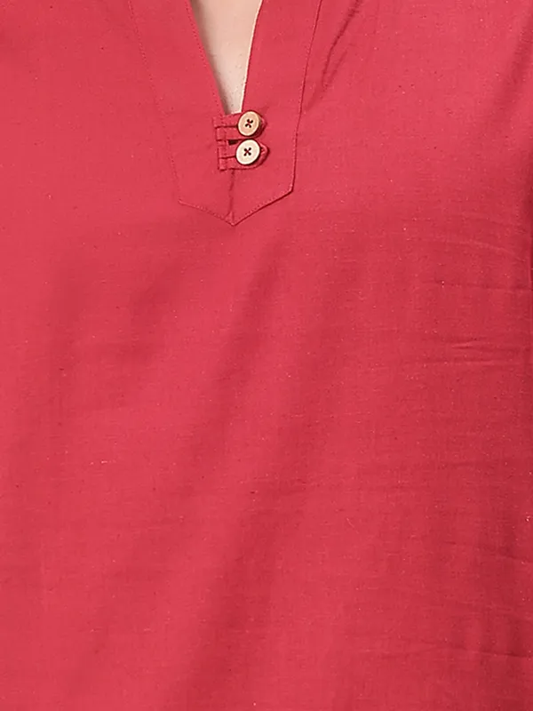 Red_Pure_Cotton_Regular_Kurta_For_Mens