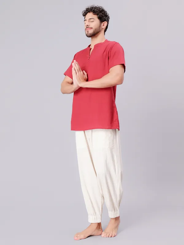 Red_Pure_Cotton_Regular_Kurta_For_Mens
