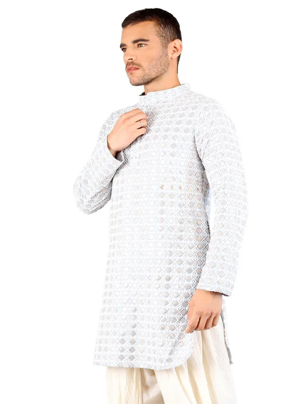 SATAV_Men's_Cotton_Viscose_Embroidered_blue_ethnic_|Sequined_Kurta_