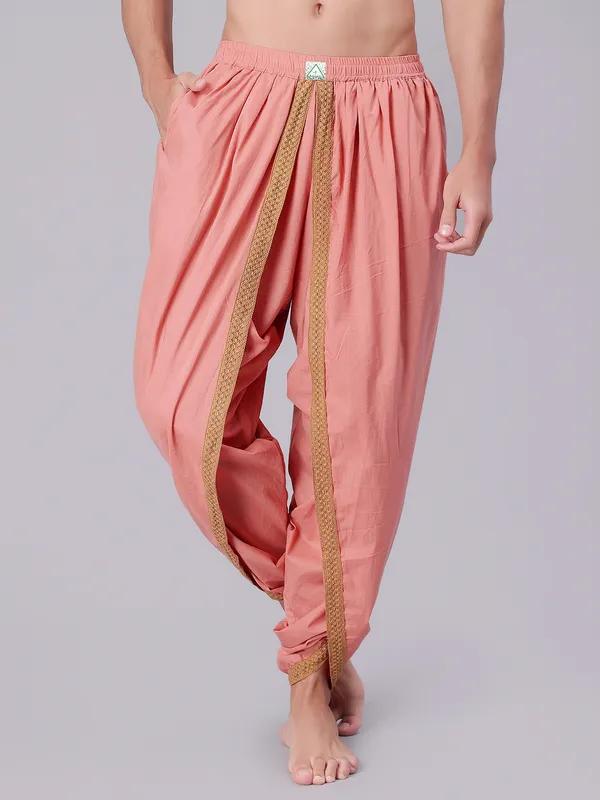 Saffron_Pure_Cotton_Regular_Dhoti_For_Mens