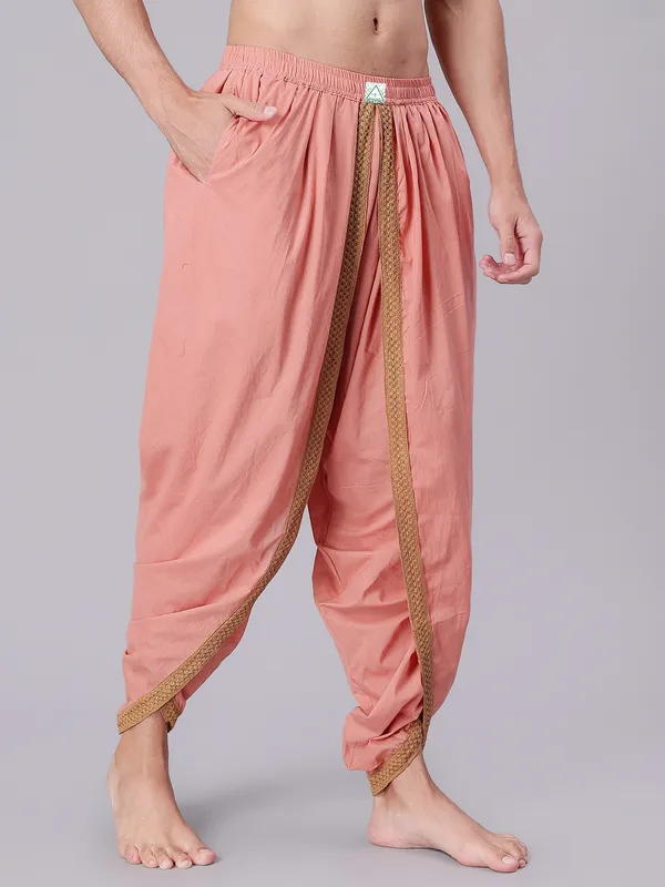 Saffron_Pure_Cotton_Regular_Dhoti_For_Mens