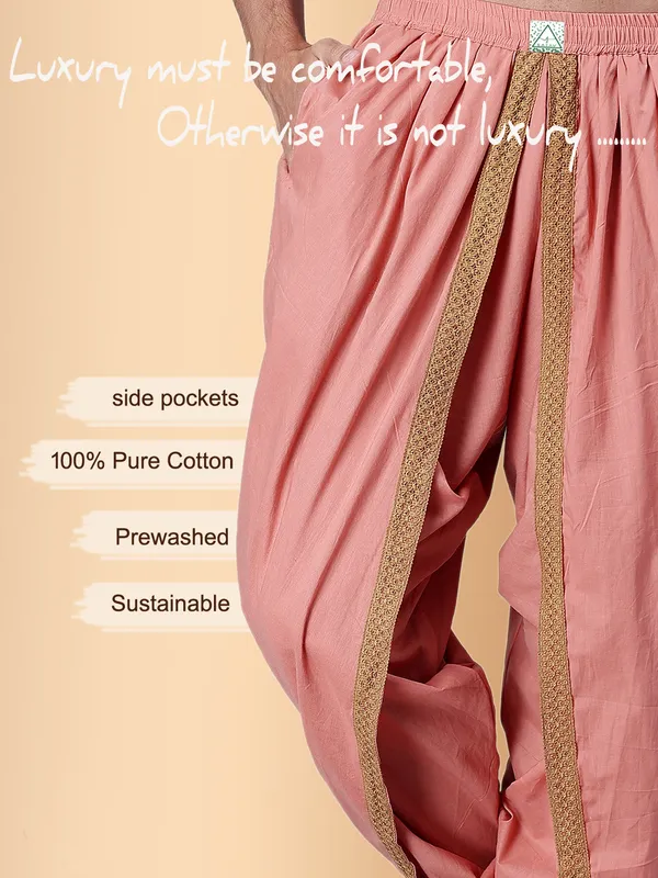 Saffron_Pure_Cotton_Regular_Dhoti_For_Mens