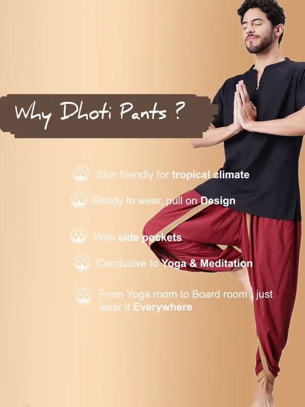 Maroon_Pure_Cotton_Regular_Dhoti_For_Mens