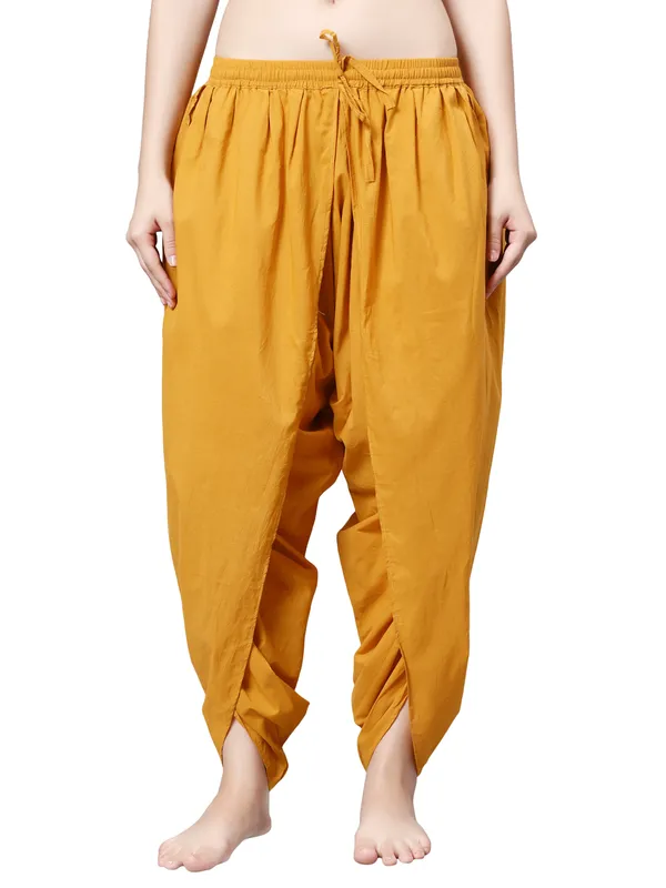 Yellow_Pure_Cotton_Regular_Dhoti_For_Women