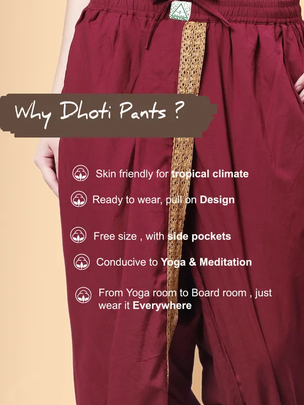 Maroon_Pure_Cotton_Regular_Dhoti_For_Women