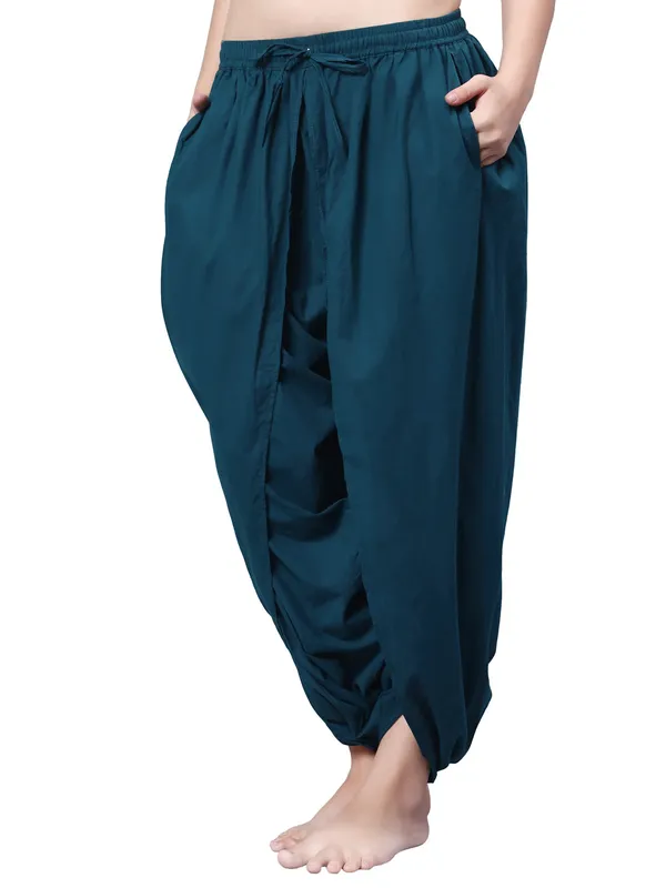 Teal__Pure_Cotton_Regular_Dhoti_For_Women