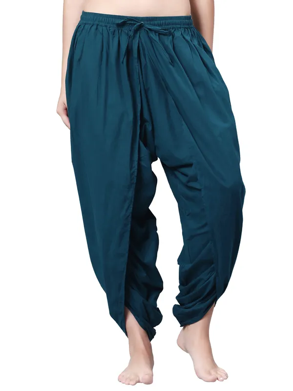 Teal__Pure_Cotton_Regular_Dhoti_For_Women