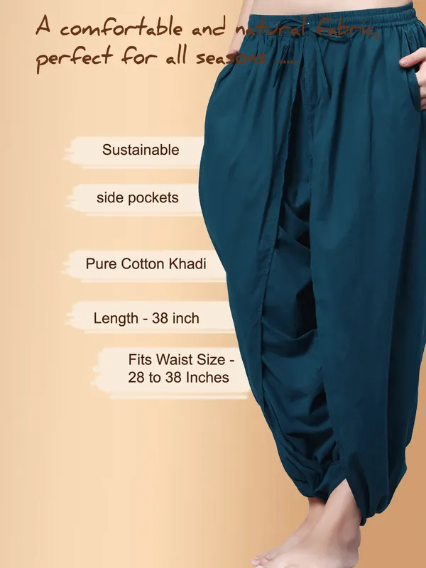 Teal__Pure_Cotton_Regular_Dhoti_For_Women