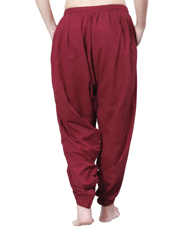 Maroon_Pure_Cotton_Regular_Dhoti_For_Women