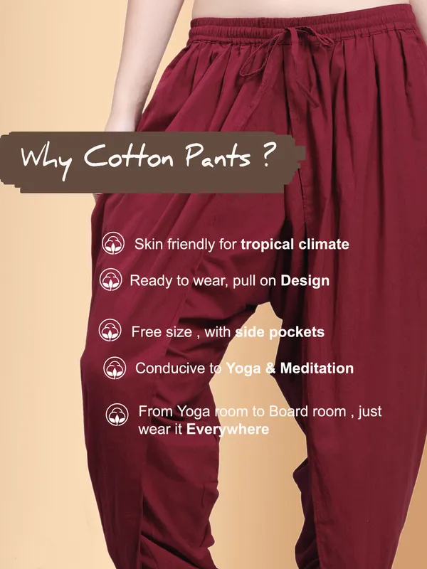 Maroon_Pure_Cotton_Regular_Dhoti_For_Women