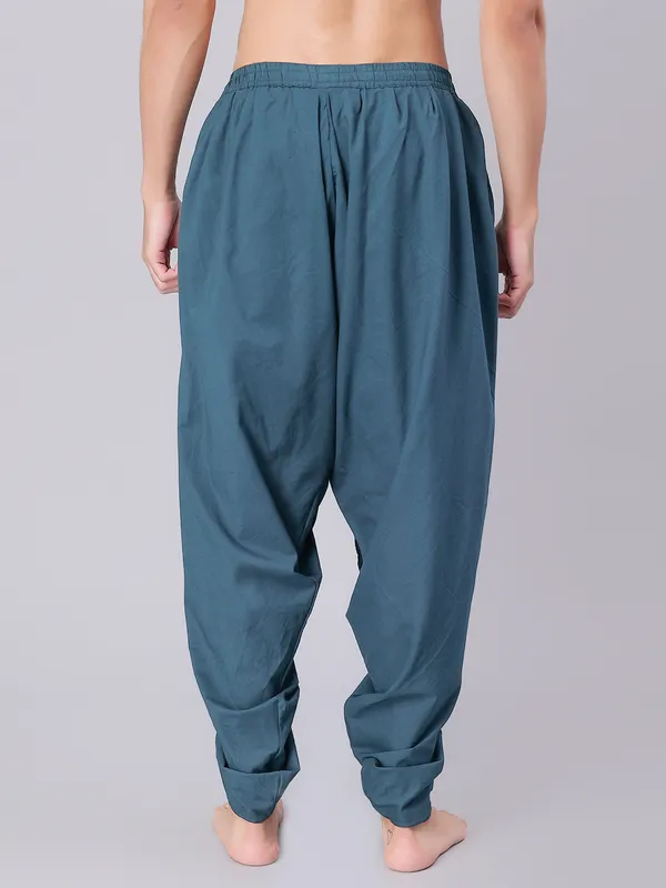 Teal__Pure_Cotton_Regular_Dhoti_For_Mens
