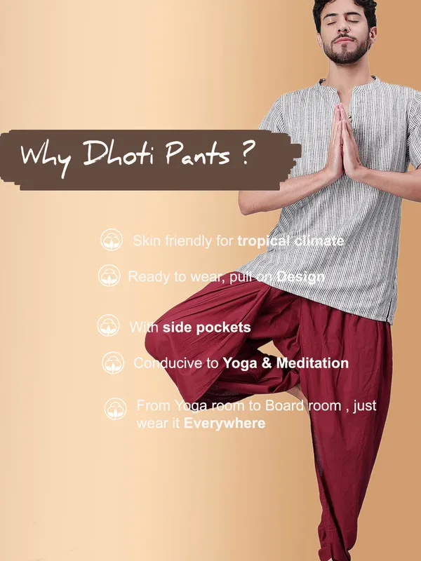 Maroon_Pure_Cotton_Regular_Dhoti_For_Mens