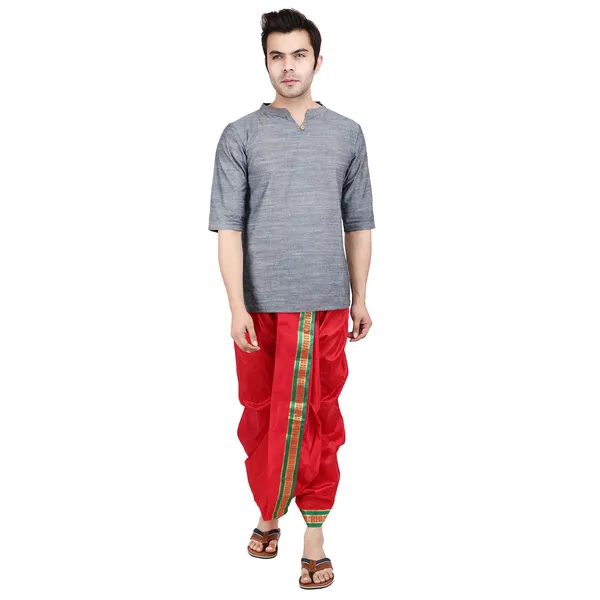 Red_Men_Dhoti_Pants_with_Drawstring_Waist