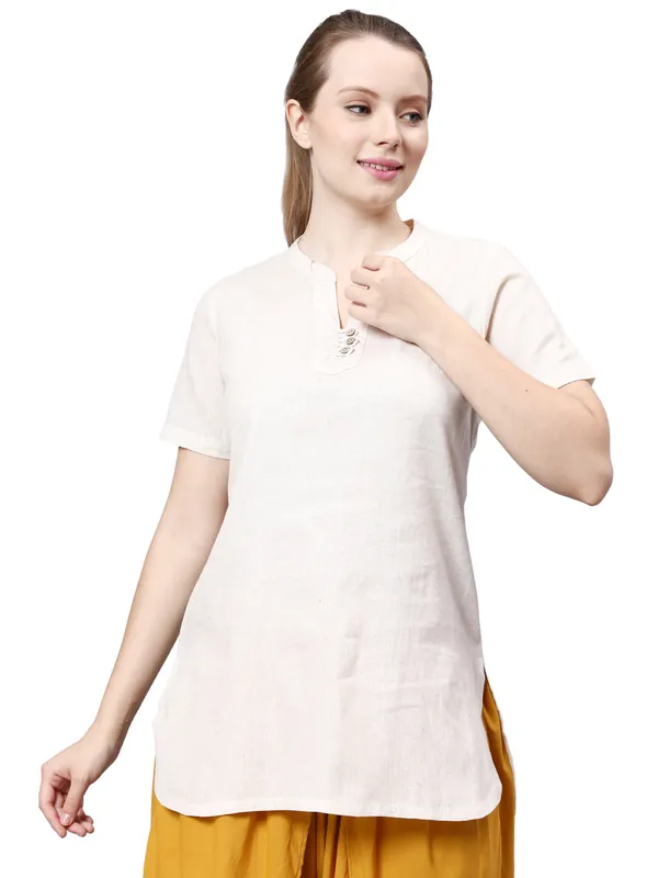 Off_White_Pure_Cotton_Regular_Kurta_For_Women