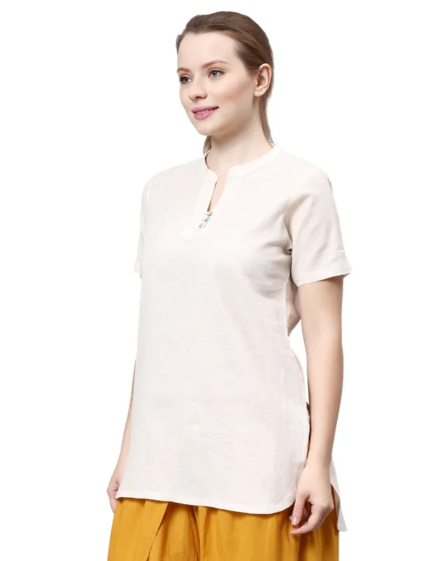 Off_White_Pure_Cotton_Regular_Kurta_For_Women