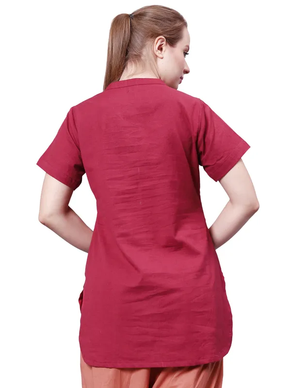 Maroon_Pure_Cotton_Regular_Kurta_For_Women