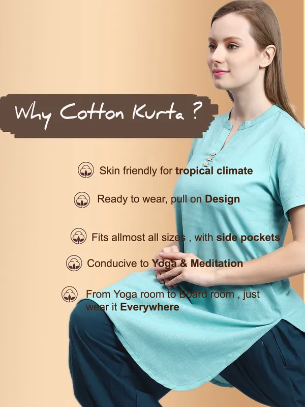 Turquoise__Pure_Cotton_Regular_Kurta_For_Women