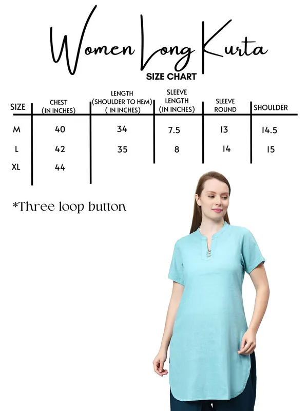 Turquoise__Pure_Cotton_Regular_Kurta_For_Women