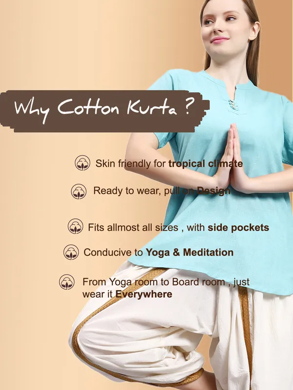 Turquoise__Pure_Cotton_Regular_Kurta_For_Women