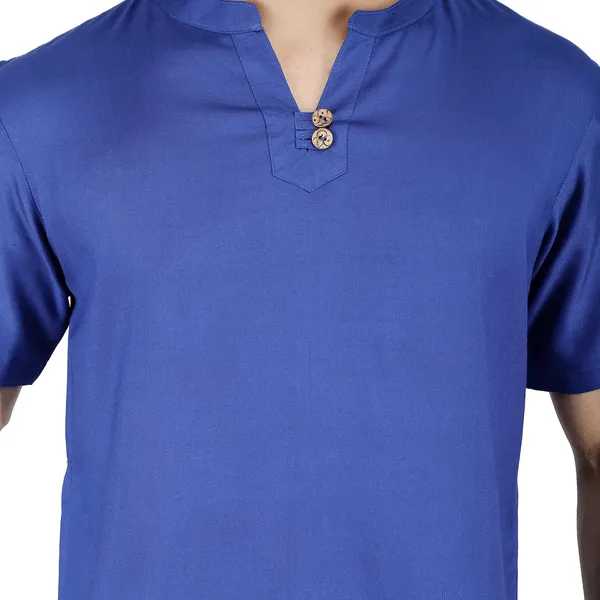 Blue_Men_Rayon_Short_Kurta_With_Short_Sleeves