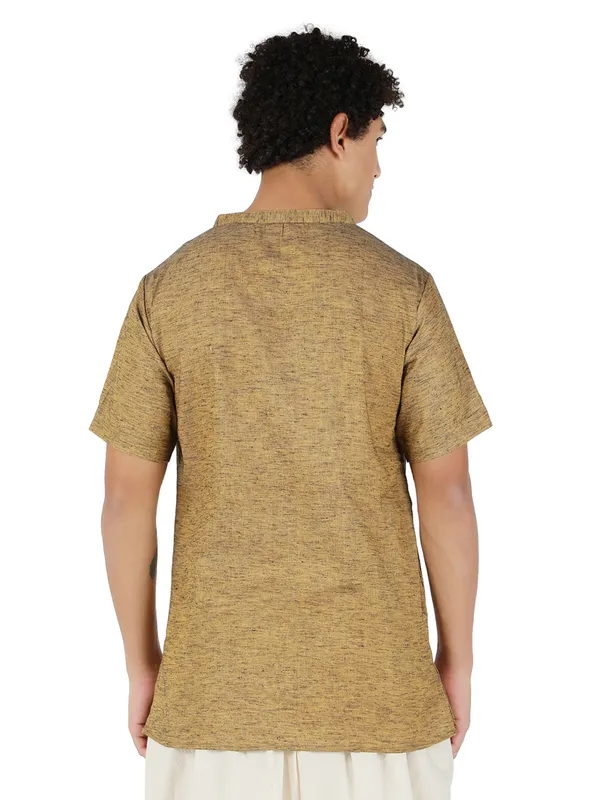 Mustard_Pure_Cotton_Regular_Kurta_For_Mens