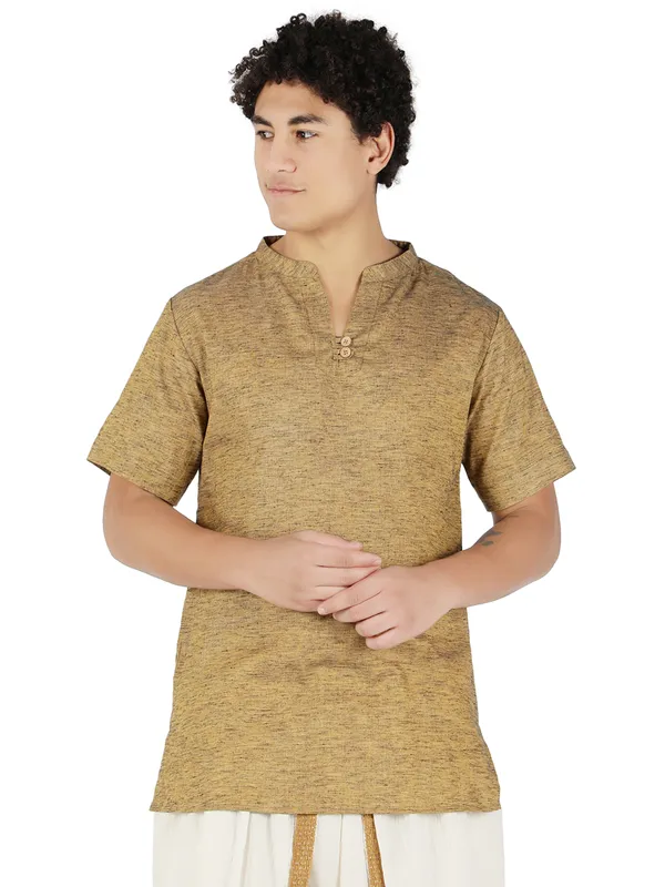 Mustard_Pure_Cotton_Regular_Kurta_For_Mens
