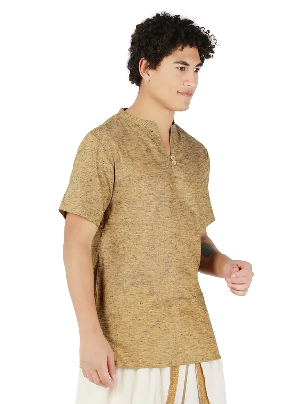 Mustard_Pure_Cotton_Regular_Kurta_For_Mens