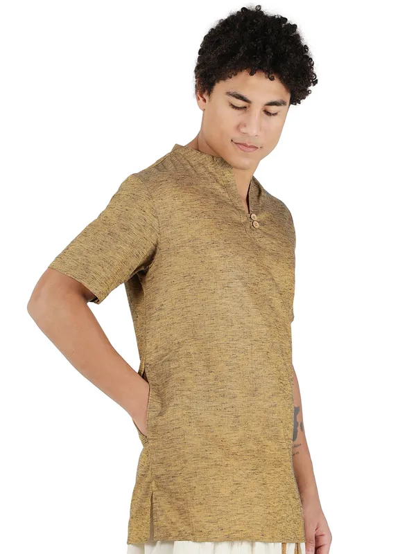 Mustard_Pure_Cotton_Regular_Kurta_For_Mens