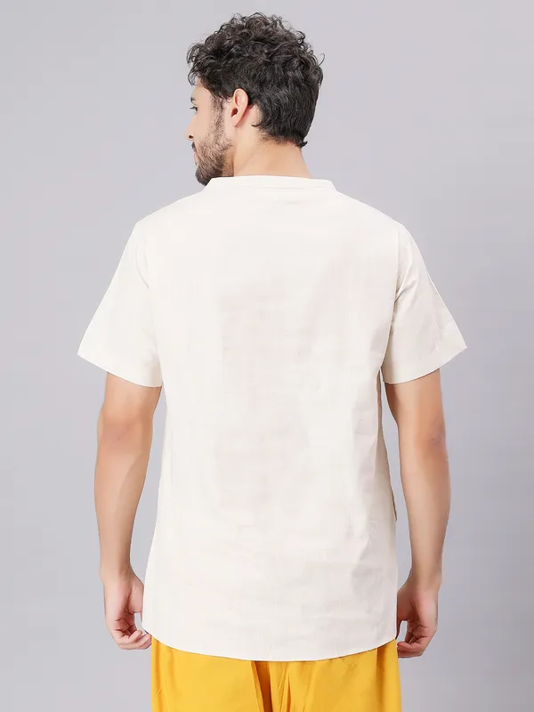 Off_White_Pure_Cotton_Regular_Kurta_For_Mens