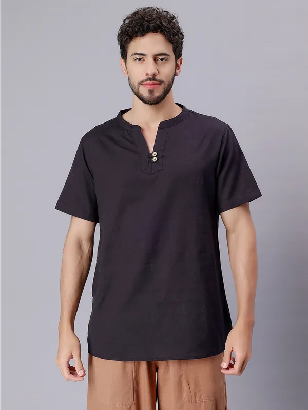 Black_Pure_Cotton_Regular_Kurta_For_Mens