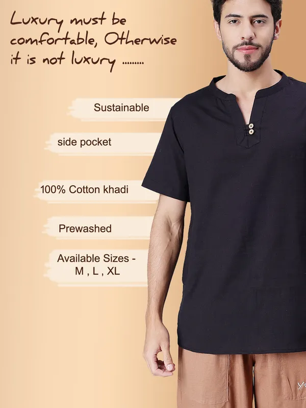 Black_Pure_Cotton_Regular_Kurta_For_Mens