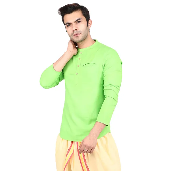 Green_Men_Rayon_Full_Sleeves_Short_Kurta