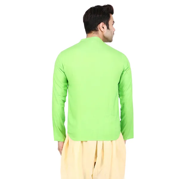 Green_Men_Rayon_Full_Sleeves_Short_Kurta