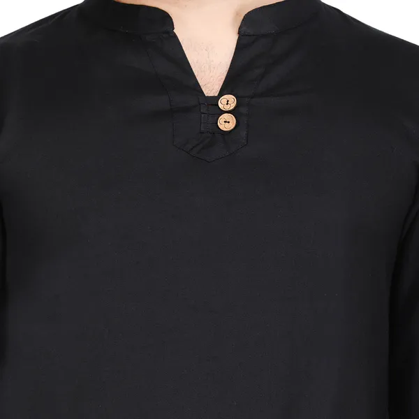 Black_Men_Rayon_Roll-Up_Sleeves_Long_Kurta