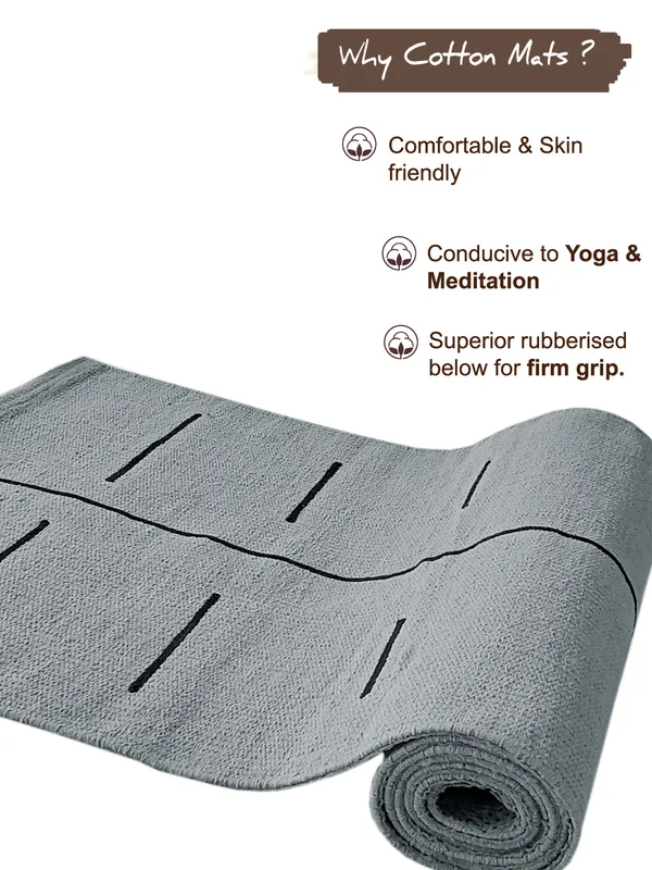 Grey_100%_Cotton_High_Density_Anti-Skid_Yoga_Mat