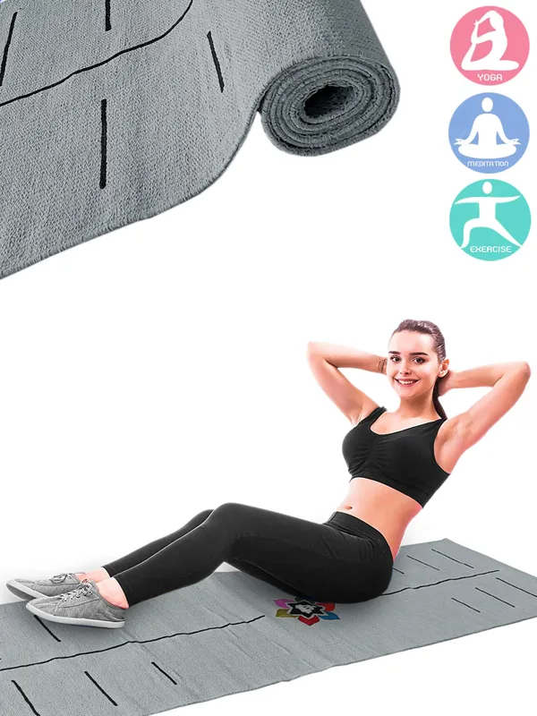 Grey_100%_Cotton_High_Density_Anti-Skid_Yoga_Mat